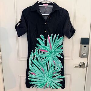 Lilly Pulitzer Elexa Tunic Dress 4 | Palm Print Gold Button
